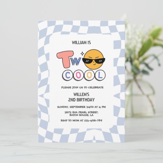 Retro Emoji Twee Cool Wavy Boy 2e Verjaardag Kaart (Staand voorkant)