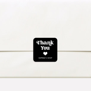 Retro en Boho   Black Branding Bedankt Vierkante Sticker