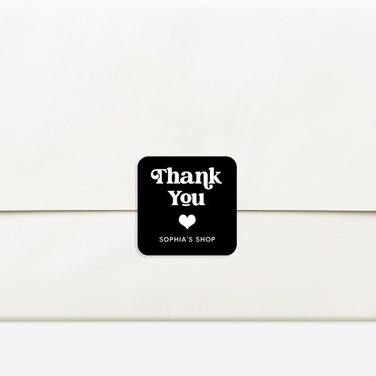 Retro en Boho | Black Branding Bedankt Vierkante Sticker