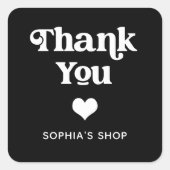 Retro en Boho | Black Branding Bedankt Vierkante Sticker (Voorkant)