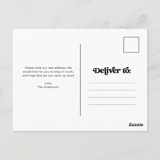 Retro en Boho | Black Moving aankondiging Briefkaart (Achterkant)