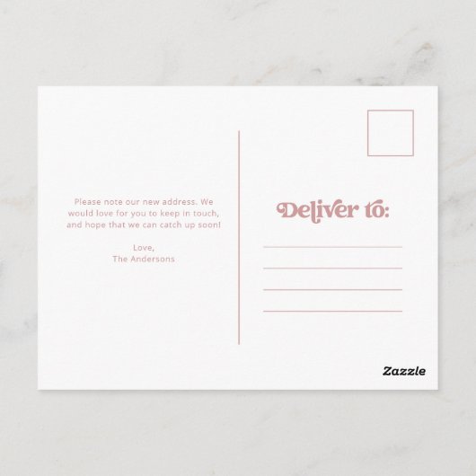 Retro en Boho | Dusty Roos Moving Aankondiging Briefkaart (Achterkant)