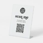 Retro en Boho | QR-code scannen Reclamebord Met Voetstuk (Voorkant)