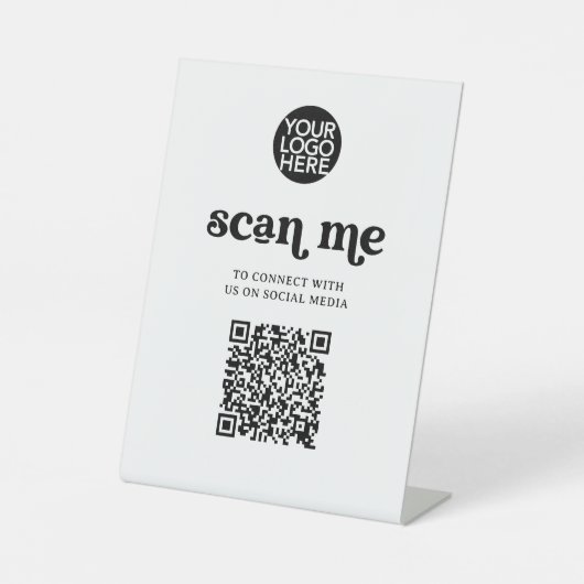 Retro en Boho | QR-code scannen Reclamebord Met Voetstuk (Voorkant)