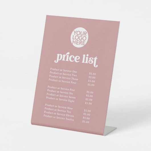 Retro en Boho | Services prijslijst en uw Logo Reclamebord Met Voetstuk (Voorkant)