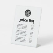 Retro en Boho | Services prijslijst en uw Logo Reclamebord Met Voetstuk (Voorkant)