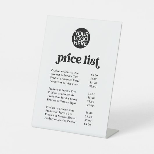 Retro en Boho | Services prijslijst en uw Logo Reclamebord Met Voetstuk (Voorkant)