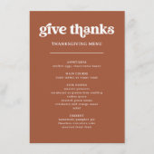 Retro en Boho Terracotta | Thanksgiving Diner Menu (Voorkant)
