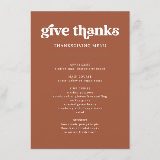 Retro en Boho Terracotta | Thanksgiving Diner Menu (Voorkant)