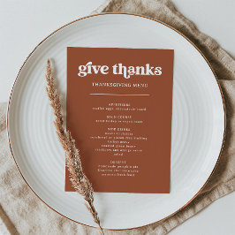 Retro en Boho Terracotta | Thanksgiving Diner Menu