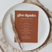 Retro en Boho Terracotta | Thanksgiving Diner Menu