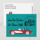 Retro en  Bunco Red Convertible Briefkaart (Voorkant / Achterkant)