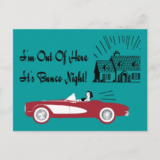 Retro en  Bunco Red Convertible Briefkaart (Voorkant)