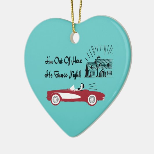 Retro en  Bunco Red Convertible Keramisch Ornament (Links)