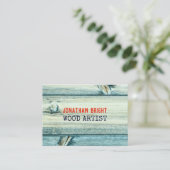 retro en elegante houtwerker of timmerman visitekaartje (Staand voorkant)