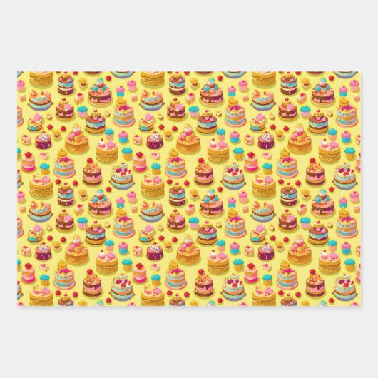 Retro- en  esthetisch cupcake-partijpatroon inpakpapier vel (Voorkant 3)