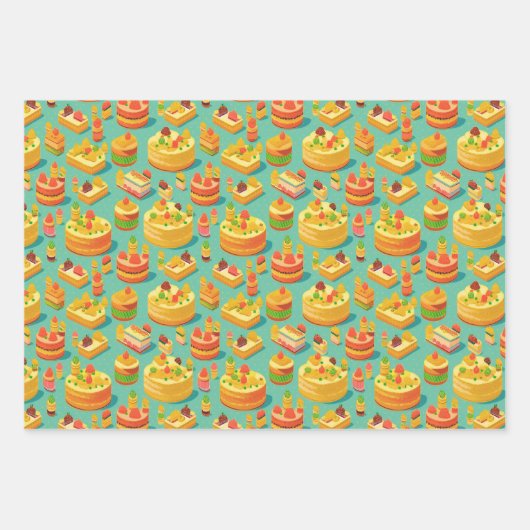 Retro- en  esthetisch cupcake-partijpatroon inpakpapier vel (Voorkant 2)