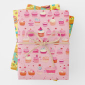 Retro- en esthetisch cupcake-partijpatroon inpakpapier vel (In situ)