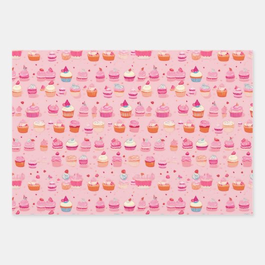 Retro- en esthetisch cupcake-partijpatroon inpakpapier vel (Voorkant)