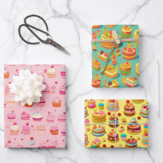 Retro- en  esthetisch cupcake-partijpatroon inpakpapier vel