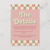 Retro en Groovy 70s Wedding Details Informatiekaartje (Voorkant)