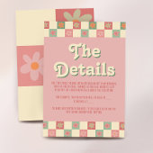 Retro en Groovy 70s Wedding Details Informatiekaartje