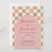 Retro en Groovy Floral 1970s Huwelijksuitnodiging Kaart (Voorkant)