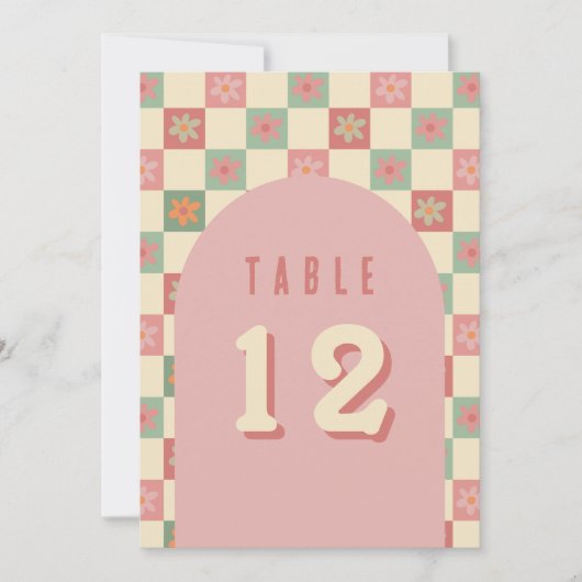 Retro en Groovy Vintage Trouwtafel Nummers (Voorkant)