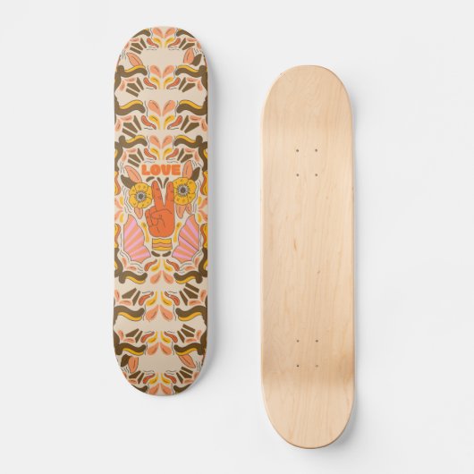 Retro en  hippieafdrukken persoonlijk skateboard (Voorkant)
