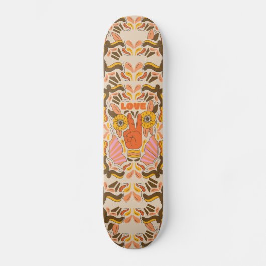 Retro en  hippieafdrukken persoonlijk skateboard (Voorkant)
