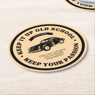 Retro en  klassieke auto ronde kartonnen onderzetter