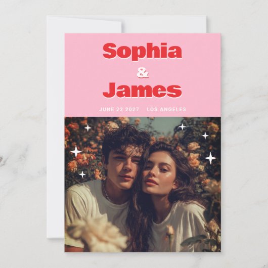 Retro en Krachtige Typografie Save the Date (Voorkant)