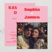 Retro en Krachtige Typografie Save the Date (Voorkant / Achterkant)