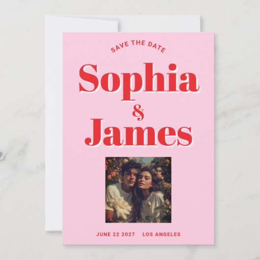 Retro en Krachtige Typografie Save the Date (Voorkant)