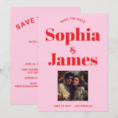 Retro en Krachtige Typografie Save the Date (Voorkant / Achterkant)