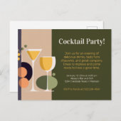 Retro en moderne cocktailparty-uitnodiging uitnodiging briefkaart (Voorkant / Achterkant)