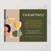 Retro en moderne cocktailparty-uitnodiging uitnodiging briefkaart (Voorkant)