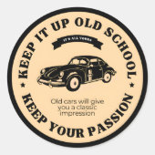 Retro- en oldtimers ronde sticker (Voorkant)