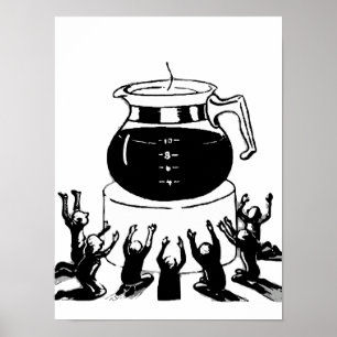 Retro en vintage klassieke koffie, Worship Coffee Poster