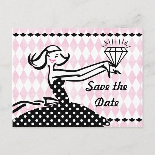Retro Engaged II Save the Date Briefkaart (Voorkant)