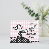 Retro Engaged II Save the Date Briefkaart (Staand voorkant)