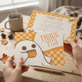 Retro enge cute geest Halloween Bedankkaart