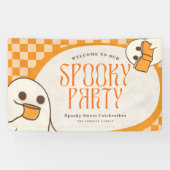 Retro enge cute geest Halloween-feest Spandoek (Horizontaal)
