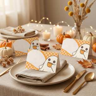 Retro enge cute geest Halloween Plaatskaartje