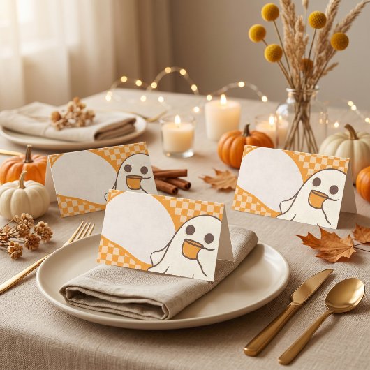 Retro enge cute geest Halloween Plaatskaartje