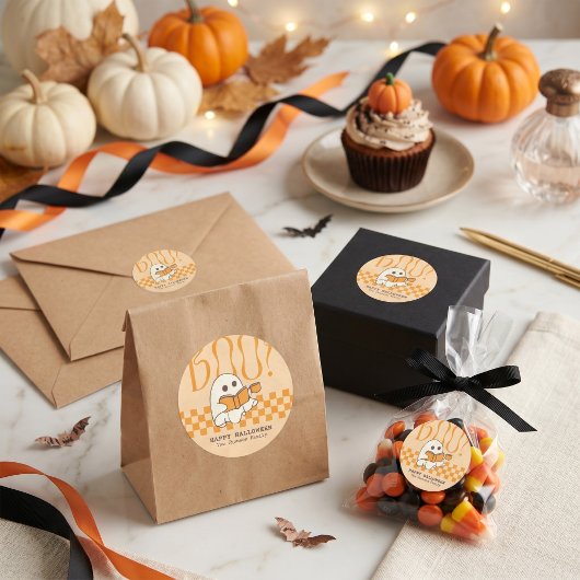 Retro enge cute geest Halloween stickerlabels Ronde Sticker