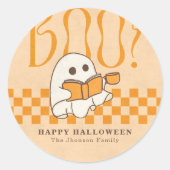 Retro enge cute geest Halloween stickerlabels Ronde Sticker (Voorkant)