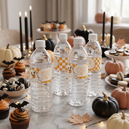 Retro enge cute geest Halloween Waterfles Etiket