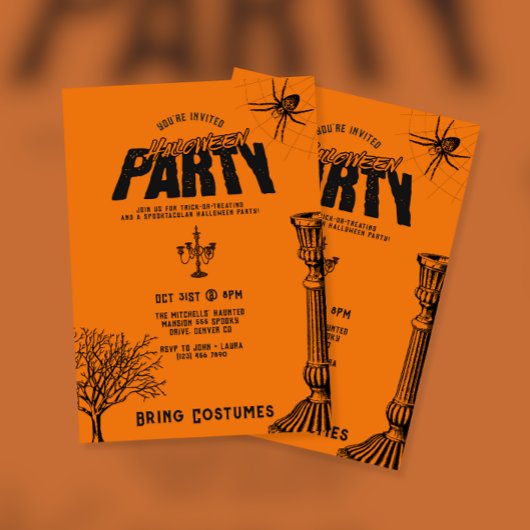 retro enge Halloween partij Kaart