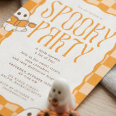 Retro enge knuffelige spook Halloween-feest Kaart